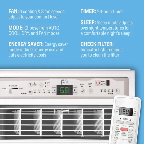 Miniatura 2 de Perfect Aire 10,000 BTU Aire Acondicionado con panel deslizante para ventana A/C - Modelo de apertura, 10000, Gris