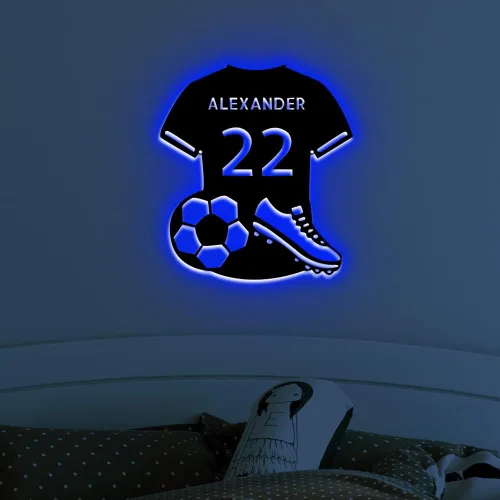Miniatura 7 de Letrero de neón personalizado de jersey de fútbol americano, letreros de neón LED de fútbol americano para decoración de pared, alimentado por USB