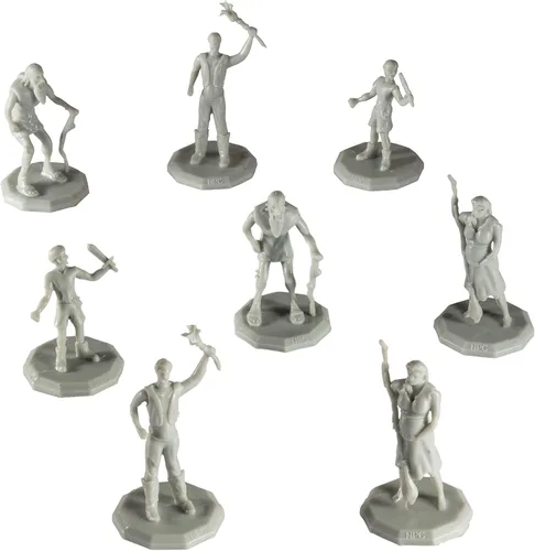 Miniatura 5 de Monster Townsfolk Mini Figuras de fantasía – 8 piezas de personajes campesinos no jugadores en miniatura NPC – Tamaño hexagonal de 1 pulgada