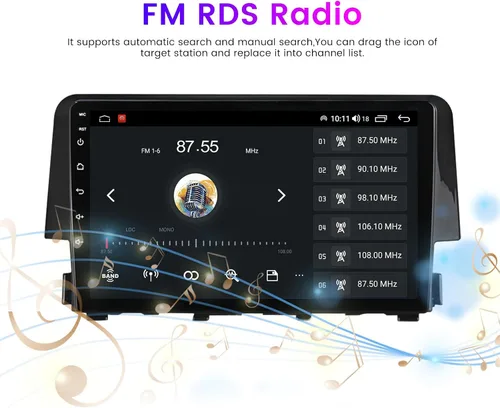 Miniatura 4 de Radio Android estéreo para Honda Civic 2016-2021, Biorunn 9 pulgadas GPS inalámbrico con cable Car-Play Android Auto IPS pantalla táctil navegación