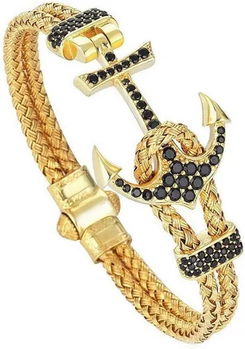 Miniatura 4 de Brazalete de ancla para hombre con ancla de acero inoxidable y correa de piel negra BCB-0125