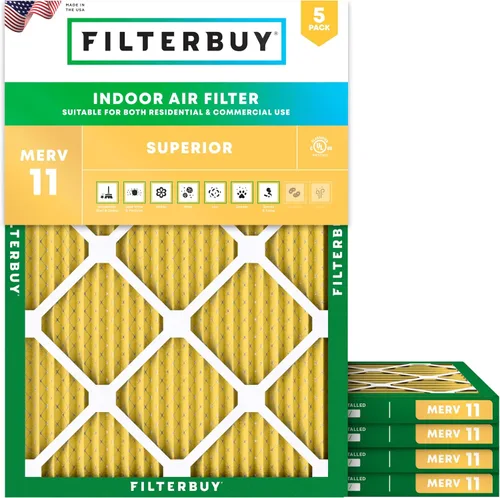 Filterbuy Filtro de aire MERV 11 de 22 x 24 x 1 superior, defensa de mascotas y alergias (paquete de 5), filtros electrostáticos plisados para horno