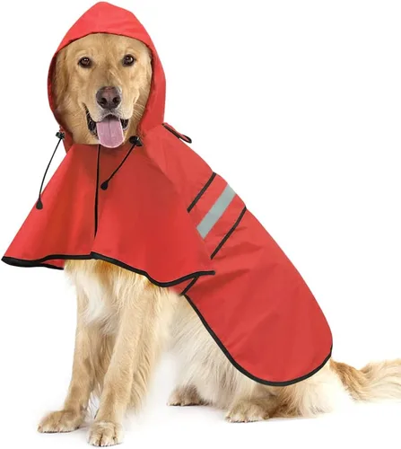 Miniatura 9 de Impermeable reflectante para perros – Impermeable ajustable para perros, impermeable ligero con capucha para perro, poncho chubasquero, chaqueta