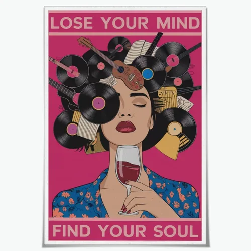 Miniatura 55 de Lienzo decorativo para pared con texto en inglés "Lose Your Mind Find Your Soul", arte de pared con citas inspiradoras para la salud mental, pintura