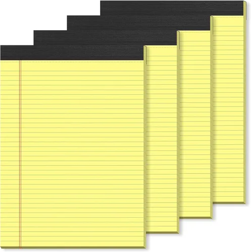 Miniatura 12 de Blocs de notas pequeños de 5x8 amarillos – paquete de 4, papel grueso premium de 80gsm, 30 hojas/60 páginas por bloc, páginas perforadas con rayas