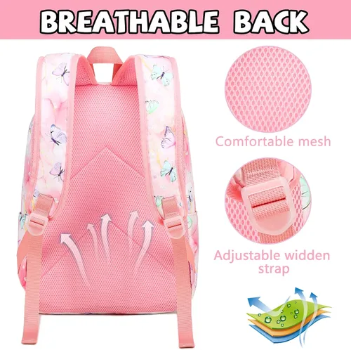 Miniatura 2 de BTOOP Mochila para niños en edad preescolar para niños y niñas, mochila escolar de viaje de 15 pulgadas, para niños de 3 a 8 años, rosado