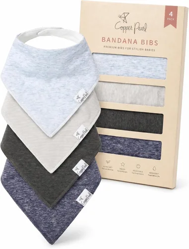 Miniatura 10 de Copper Pearl Baberos tipo bandana para bebé, paquete de 4 baberos de algodón suave para babear y dentición, absorbentes, ajuste ajustable, muchos
