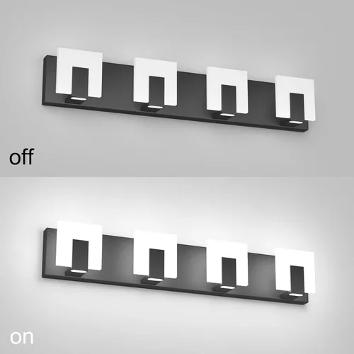 Miniatura 6 de Aipsun - 4 Lámparas de tocador, modernas, de color negro, con luz led arriba y abajo, para colocarlas sobre el espejo del tocador del baño, de 6,000