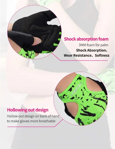 Miniatura 6 de Anser 7150694 Guantes cortos sin dedos para mujer, medio dedo, para interior, yoga, gimnasio, fisicoculturismo, entrenamiento, ciclismo al aire