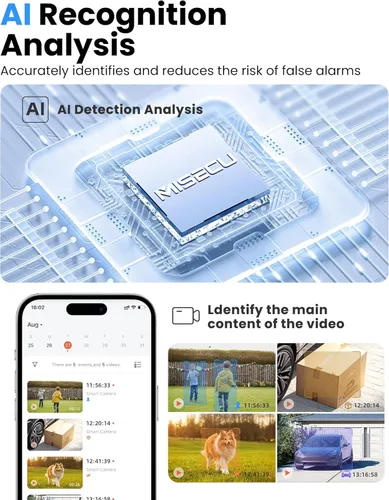 Miniatura 8 de Cámara de seguridad inalámbrica para exteriores, cámaras WiFi alimentadas por batería 2K para seguridad en el hogar con detección de movimiento AI