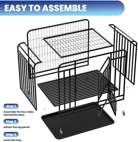 Miniatura 7 de Jaula extragrande para perros grandes, medianos, 42 pulgadas, resistente, indestructible, con ruedas bloqueables y puerta doble extraíble, fácil