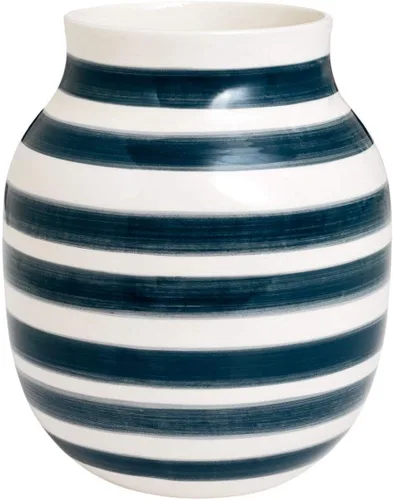 Miniatura 8 de Hak Kähler Omaggio - Jarrón de porcelana con rayas, moderno jarrón redondo, bulboso y escandinavo para flores, negro, 7.9 in