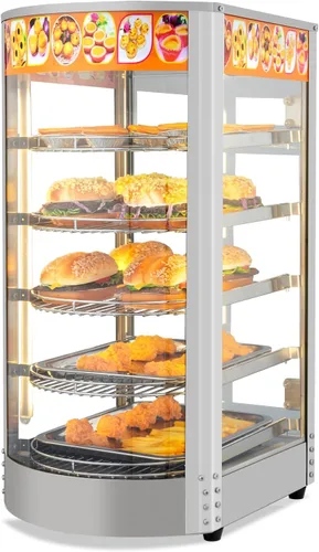Miniatura 9 de ROVSUN Calentador de alimentos de 3 niveles, calentador de pizza para encimera, pantalla de calentador de alimentos comercial con iluminación LED