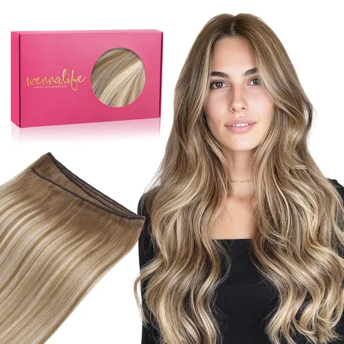Miniatura 23 de WENNALIFE Extensiones de cabello humano real, 20 pulgadas, 3.53 onzas, color marrón chocolate, trama, cabello Remy atado a mano, extensiones