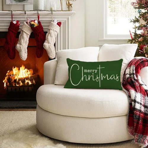 Miniatura 2 de RABUSOFA Fundas de almohada de Navidad con mensaje de Feliz Navidad, decoraciones para el invierno, fundas de almohada decorativas, fundas