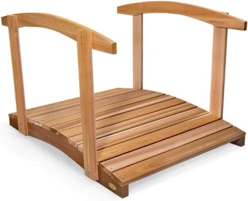 Miniatura 9 de All Things Cedar Puente de madera, pasarela de jardín al aire libre para estanques de patio trasero, 3 pies, natural