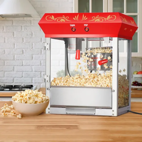 Miniatura 4 de Great Northern Popcorn - Máquina de palomitas de maíz de 4 onzas con hervidor de acero inoxidable, luz de calentamiento calentada y cajón de viejas