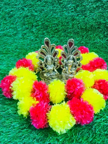 Miniatura 4 de Guirnalda de caléndula de 5 piezas de 5 pies Decoración de manto de fiesta de boda india/americana, guirnaldas de imitación de guirnaldas de boda