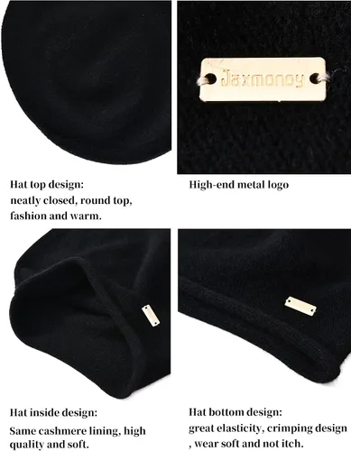 Miniatura 4 de jaxmonoy Gorro de punto holgado de cachemira para mujer para invierno suave cálido lana de punto de calavera