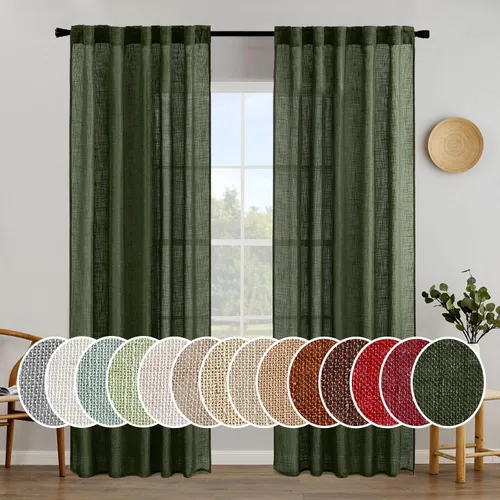 Miniatura 71 de MIULEE Cortinas de lino blanco de 108 pulgadas de largo para dormitorio, sala de estar, cortinas de ventana con textura de lino suave y grueso, Lino
