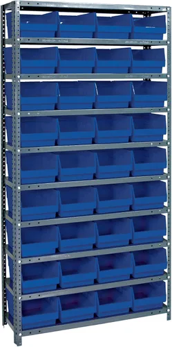 Miniatura 245 de Quantum QSBU-245BK Heavy Duty Shelving Unit with (7) Shelves and (24) QUS245 Black Bins for Garage Warehouse Storage Distribution 400 lb Load