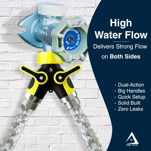 Miniatura 7 de DBR Tech® Divisor de Manguera de 2 Vías, Conector Metálico Resistente, Divisor de Manguera de Jardín de Dos Vías, Adaptador de Bib de Grifo de Flujo