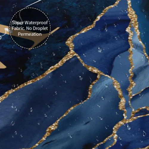 Miniatura 4 de Cortina de ducha azul marino y dorado, cortina de ducha con monograma con nombre personalizado de geoda ágata con 12 ganchos, decoración de bañera