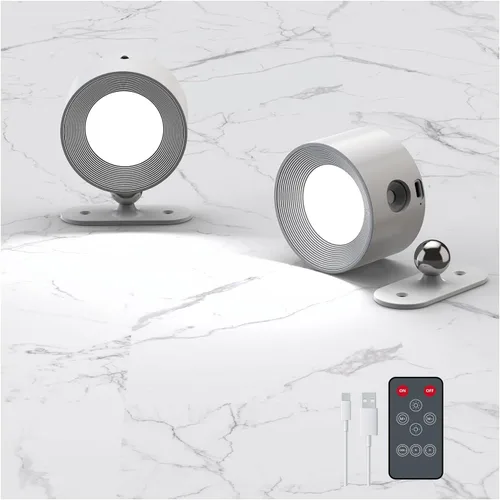 Miniatura 12 de Deyagoo 2PACK Lámpara de pared LED con control remoto - Lámpara de pared recargable, 3 colores y 3 niveles de brillo, cabezal giratorio magnético