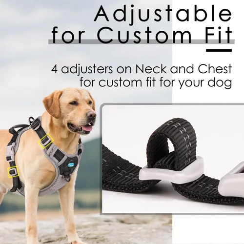 Miniatura 5 de ThinkPet Arnés deportivo transpirable, antitirones para perro, con asa, arnés reflectante y ajustable para perros medianos o grandes, clip trasero