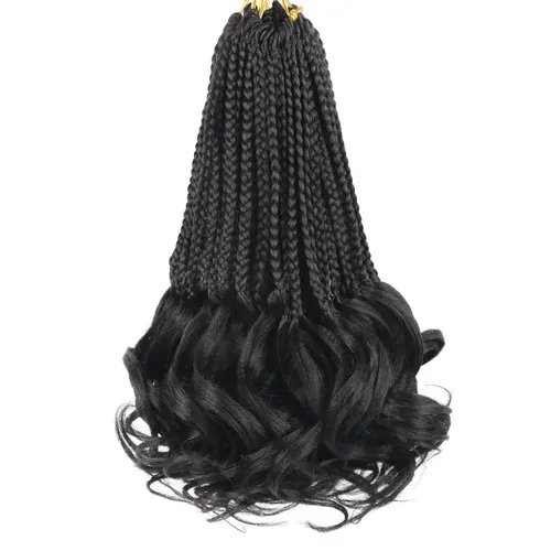 Miniatura 78 de Trenzas de ganchillo rizado francés T33, cabello pre-anillado 10 pulgadas, trenzas cortas rizadas francesas con extremos rizados, trenzas box