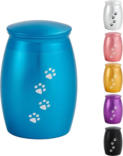 Miniatura 15 de Urnas de cremación pequeñas de 2.67 pulgadas para cenizas de perros o gatos, mini recuerdo de cenizas negras para mascotas con huella de pata