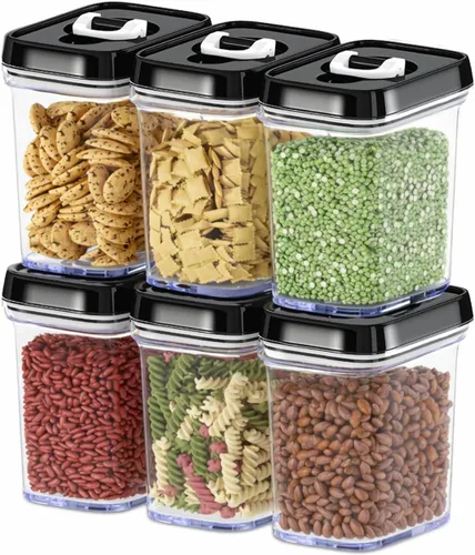 DWËLLZA KITCHEN Contenedores herméticos para almacenamiento de alimentos con tapas, juego de 6 recipientes herméticos de almacenamiento de cocina