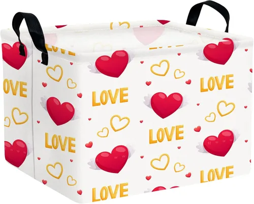 Miniatura 10 de Cesta de regalo de San Valentín, lindo corazón vacío, gran cesta de almacenamiento para decoración de habitación de niños y bebés (Amor de globo)