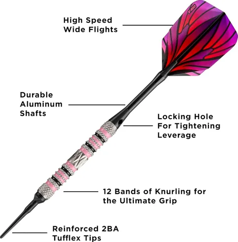 Miniatura 3 de Viper Wings - Dardos de punta suave 80% tungsteno Rosado