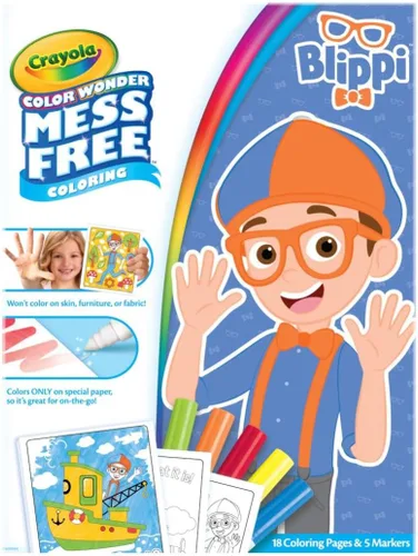 Crayola Blippi Color Wonder - Juego de 18 páginas para colorear sin desorden de Blippi para niños pequeños, actividades de viaje, juguetes y regalos