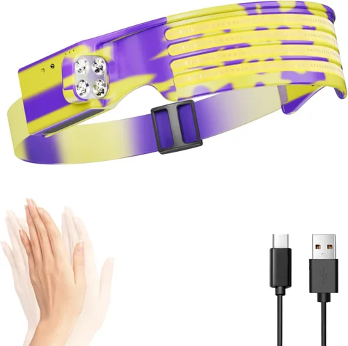 Miniatura 9 de Linterna frontal LED, lámpara frontal recargable por USB, haz ancho de 230°, con sensor de movimiento, linterna impermeable súper brillante