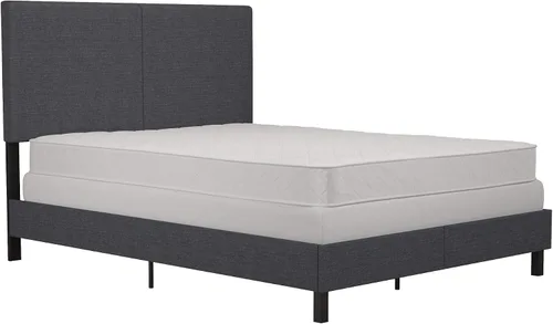 Miniatura 8 de DHP Janford - Cama tapizada con diseño elegante, Tela, Gris (Grey Linen)