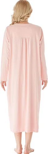 Miniatura 2 de Keyocean - Camisón para mujer, 100% algodón, suave, cálido, cómodo, ropa de dormir y descanso para otoño e invierno