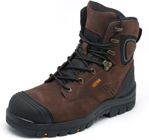 Botas de trabajo para hombre, piel nobuck aceitada, puntera de acero, zapatos de trabajo para hombre, zapatos de protección antideslizantes con
