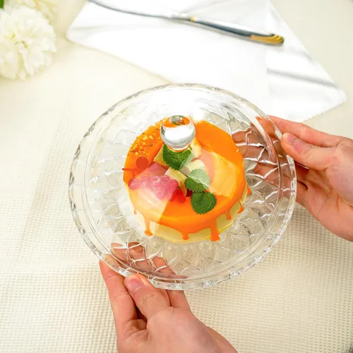 Miniatura 2 de kanpura Soporte para tartas de cristal transparente de 7 pulgadas con tapa, soporte para tartas de cristal cubierto versátil soporte de postre