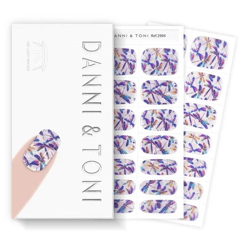 Miniatura 22 de DANNI & TONI Tiras de uñas de gel semicuradas, color rosa champán, ojos de gato, 28 calcomanías de regalo para mujer Aqua Ripple