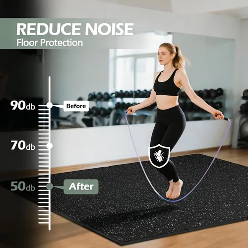 Miniatura 2 de Alfombrillas de goma entrelazadas de 24 pies cuadrados, suelo de ejercicio resistente para gimnasio en casa, levantamiento de pesas, yoga, sala