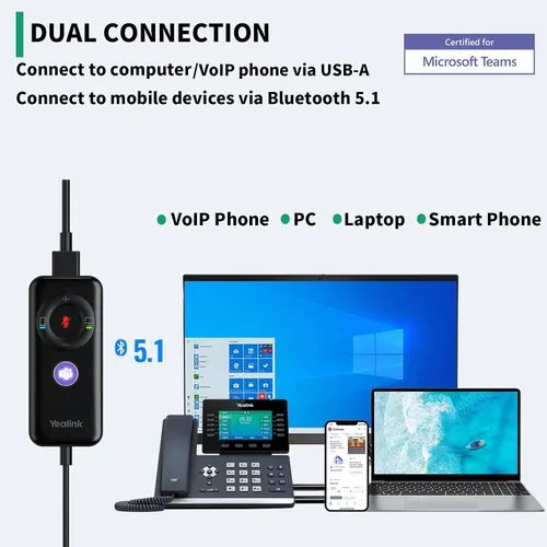 Miniatura 2 de Yealink Auriculares USB UH34 con micrófono, certificados por equipos, auriculares con cable con micrófono con cancelación de ruido para computadora