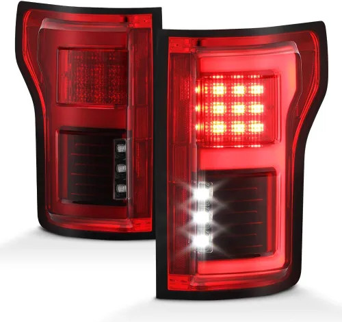 ACANII - Para 2015 2016 2017 Ford F150 camión w/sensor de punto ciego rojo claro completo LED luz tubo luces traseras lámparas de freno