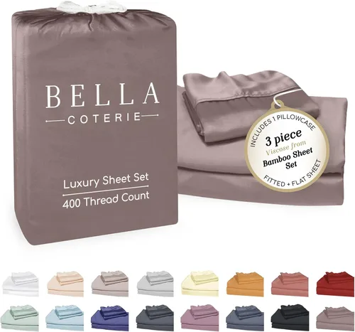 Miniatura 17 de Bella Coterie - Juego de sábanas de lujo de viscosa de bambú para cama tamaño split king 2 sábanas ajustadas para camas Sleep Number y camas 06