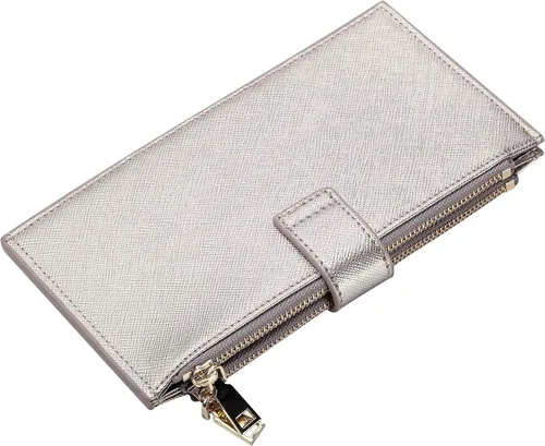 Miniatura 5 de Travelambo RFID Billetera de mujer con varios compartimientos para varias tarjetas con bolsillo con cierre, talla única
