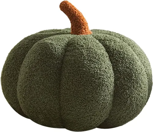 Miniatura 6 de Cojín de felpa con diseño de calabaza simulada 3D para sofá (11 pulgadas, marrón), 1 unidad (paquete de 1)