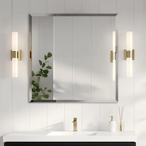 Miniatura 10 de Espejo de borde biselado de 20x28 pulgadas sin marco, rectangular para pared de baño, a prueba de explosiones y roturas, espejo de tocador