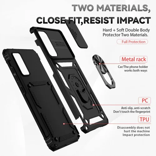 Miniatura 8 de Funda para Samsung Galaxy S20 FE 5G con cubierta para lente de cámara, protector de pantalla HD, soporte de anillo magnético probado contra caídas