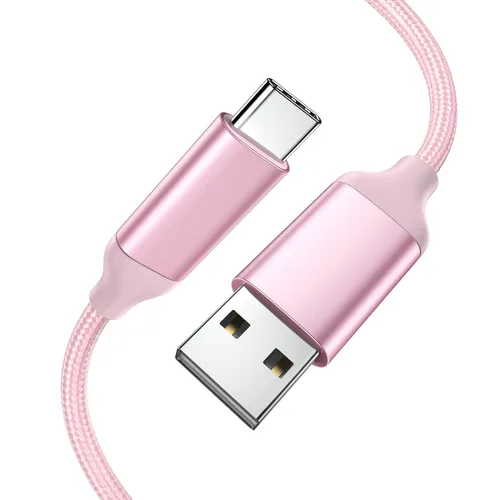 Miniatura 10 de Awnuwuy [2 unidades de 10 pies] Cable de carga USB tipo C rosa, cable largo para Android auto, USB A a USB C, cable de carga rápida para Samsung